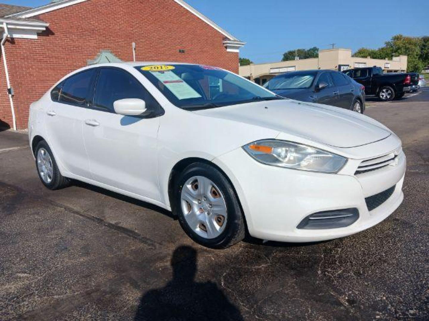 2015 Bright White Clearcoat Dodge Dart SE (1C3CDFAA8FD) with an 2.0L L4 DOHC 16V TURBO engine, located at 1865 W 2nd St., Xenia, OH, 45385, (937) 372-7777, 39.681259, -83.961945 - Photo#0